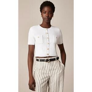 J.Crew | NWT Short-sleeve sweater lady jacket in White | Sz M